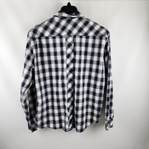 Helix Mens Button Down L/S Athletic Fit Western Snap Black White Shirt XL - Picture 2 of 6